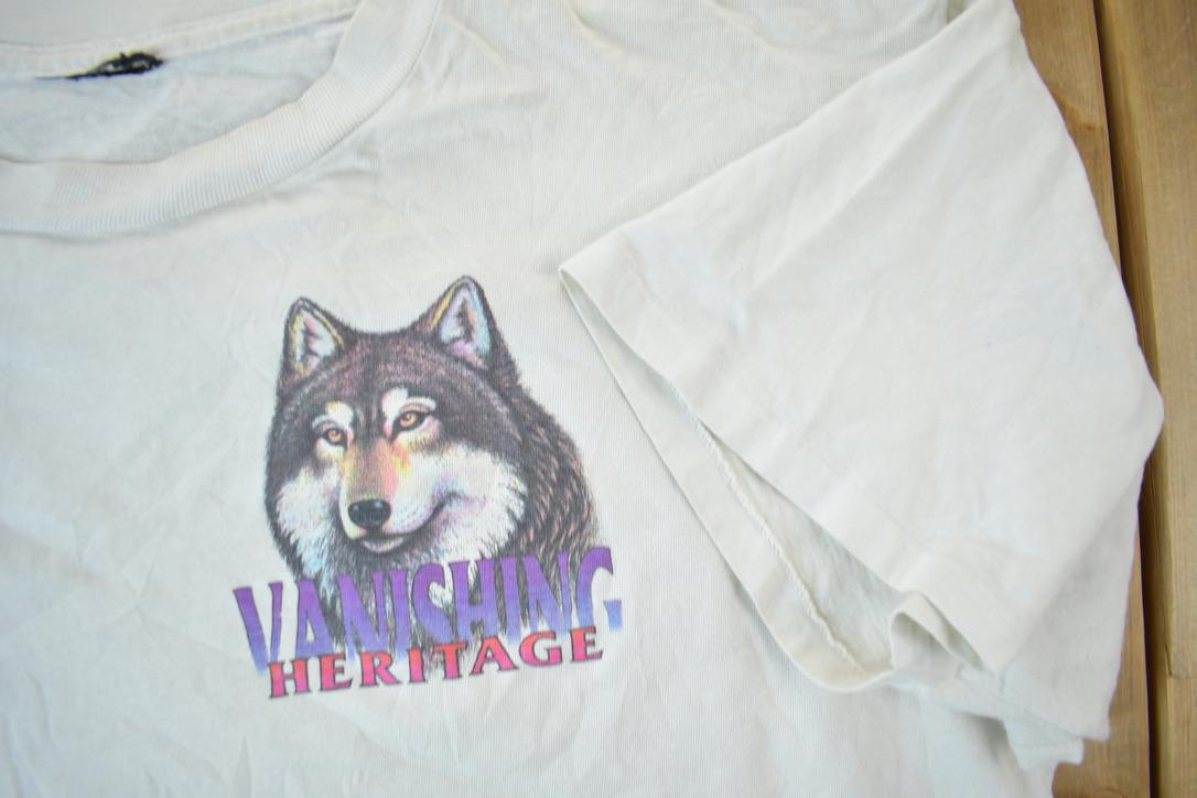 Vintage 1990s Vanishing Heritage Wolf Graphic T-Shirt