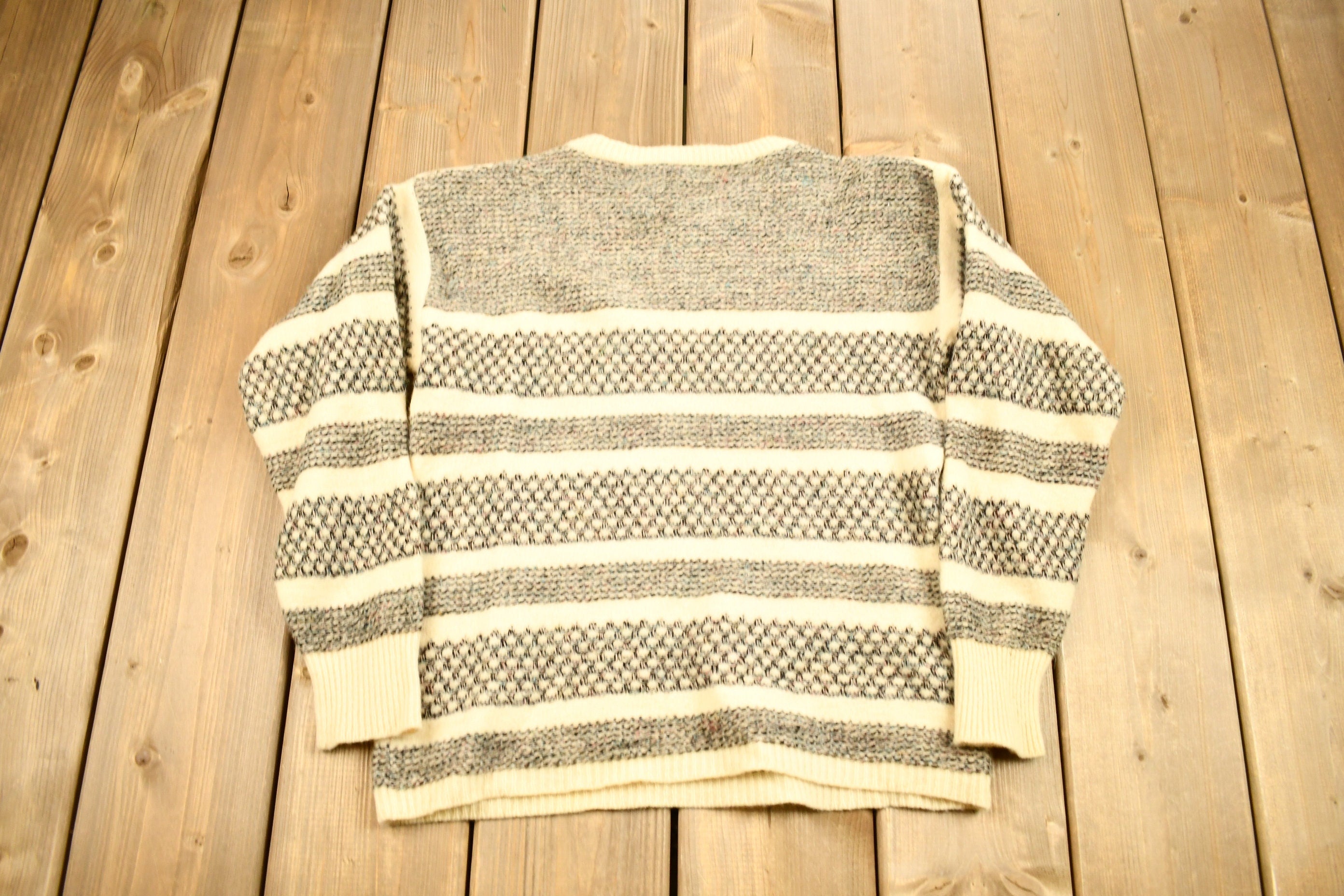 Vintage 1980s Dalton Lambs Wool Knitted Crewneck Sweater