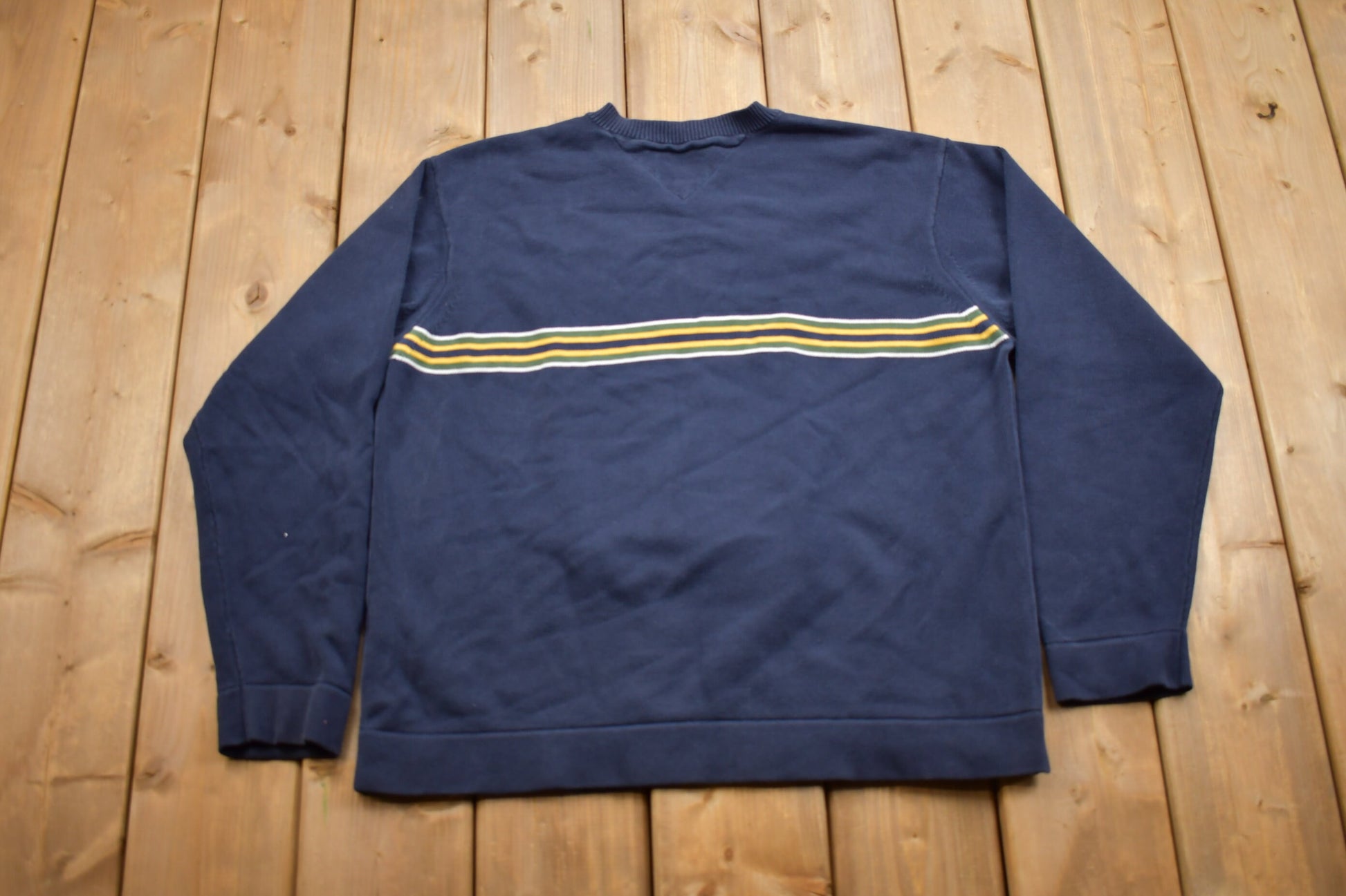 Vintage 1990s Tommy Hilfiger Embroidered Striped Knitted Sweater