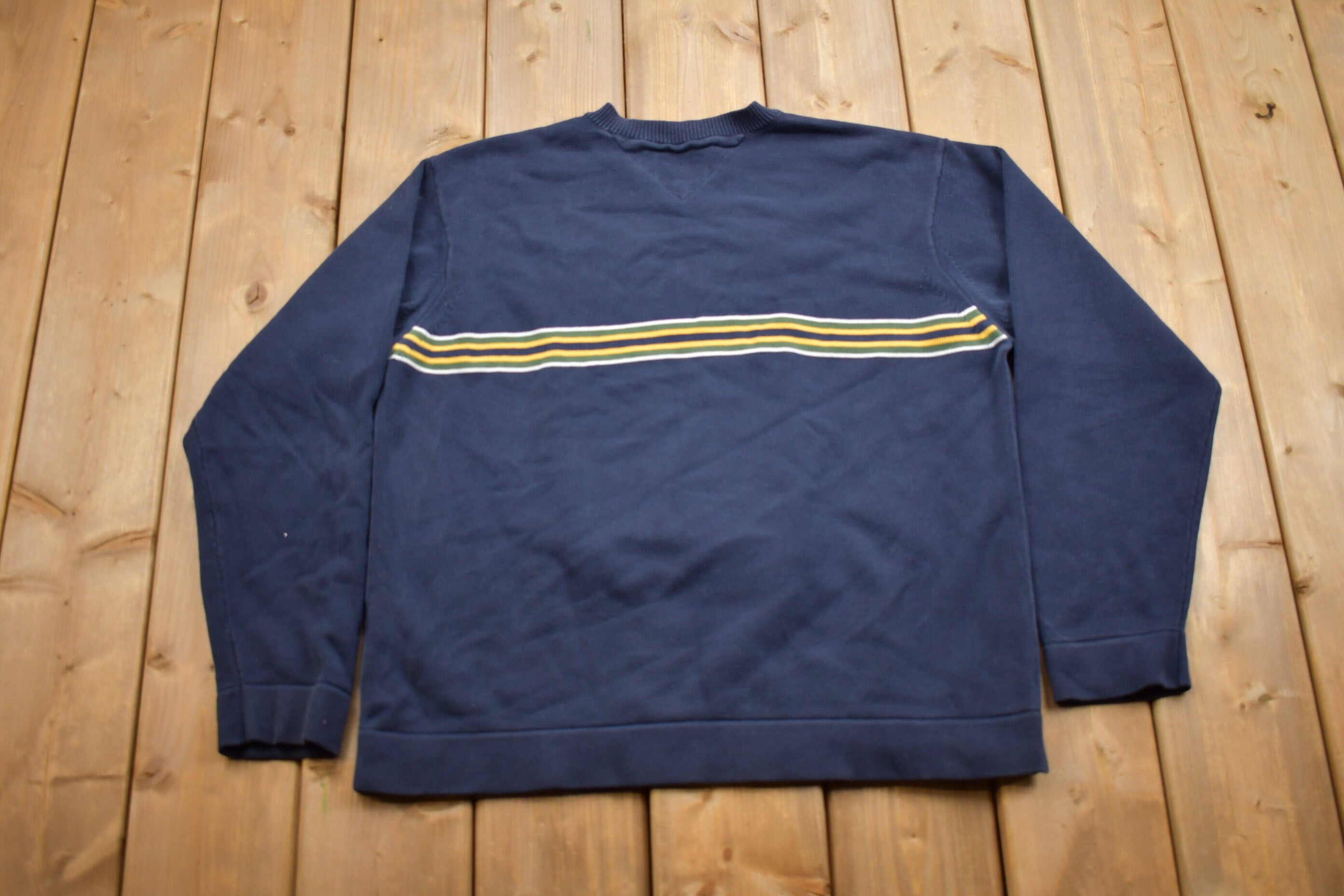 Vintage 1990s Tommy Hilfiger Embroidered Striped Knitted Sweater