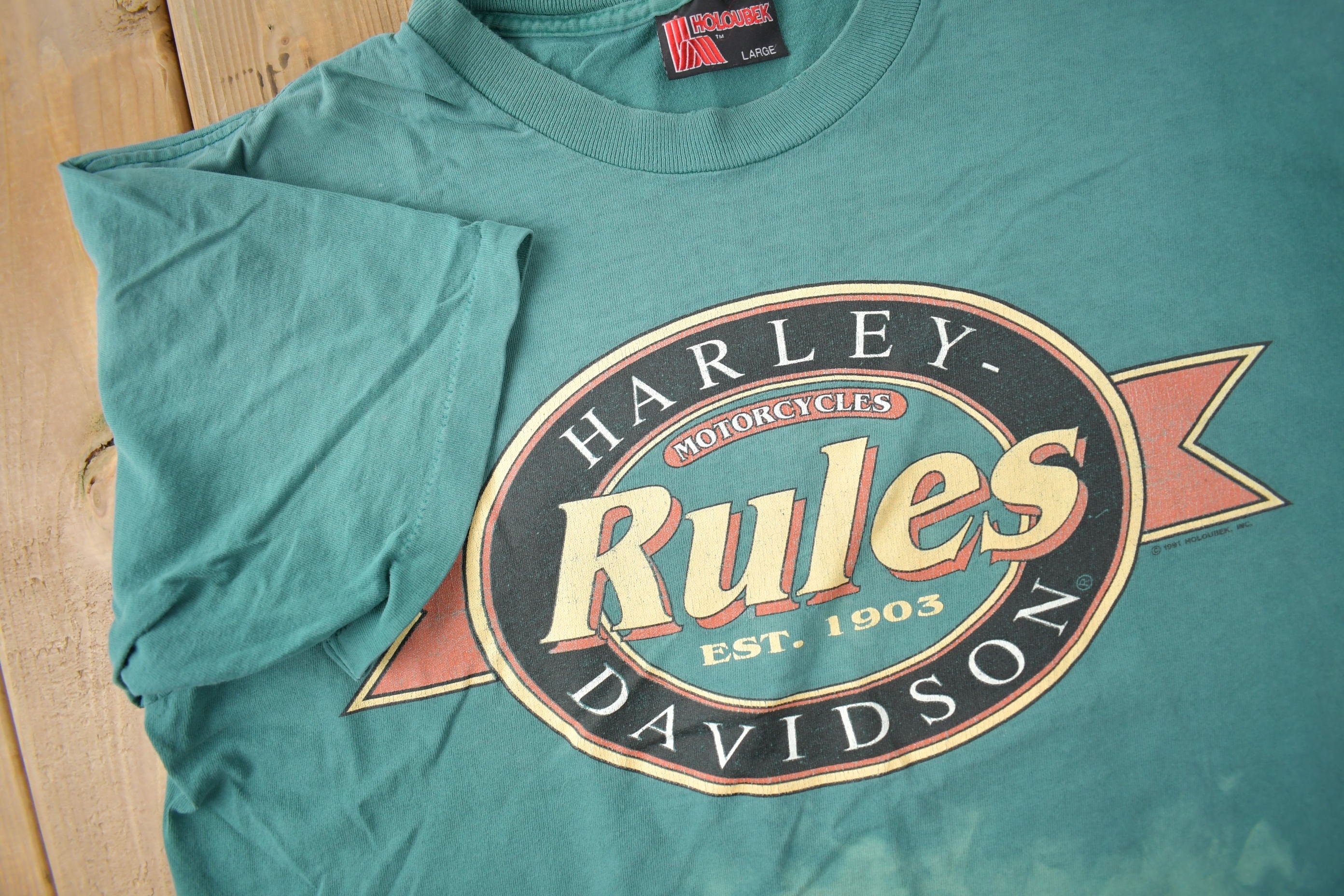 Vintage 1991 Harley Davidson Cape Cod MA Single Stitch Graphic T-Shirt Made In USA