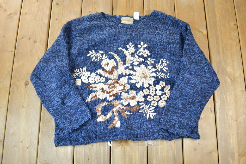 Vintage 1990s Liz Claiborne Lizwear Floral Knit Crewneck Sweater