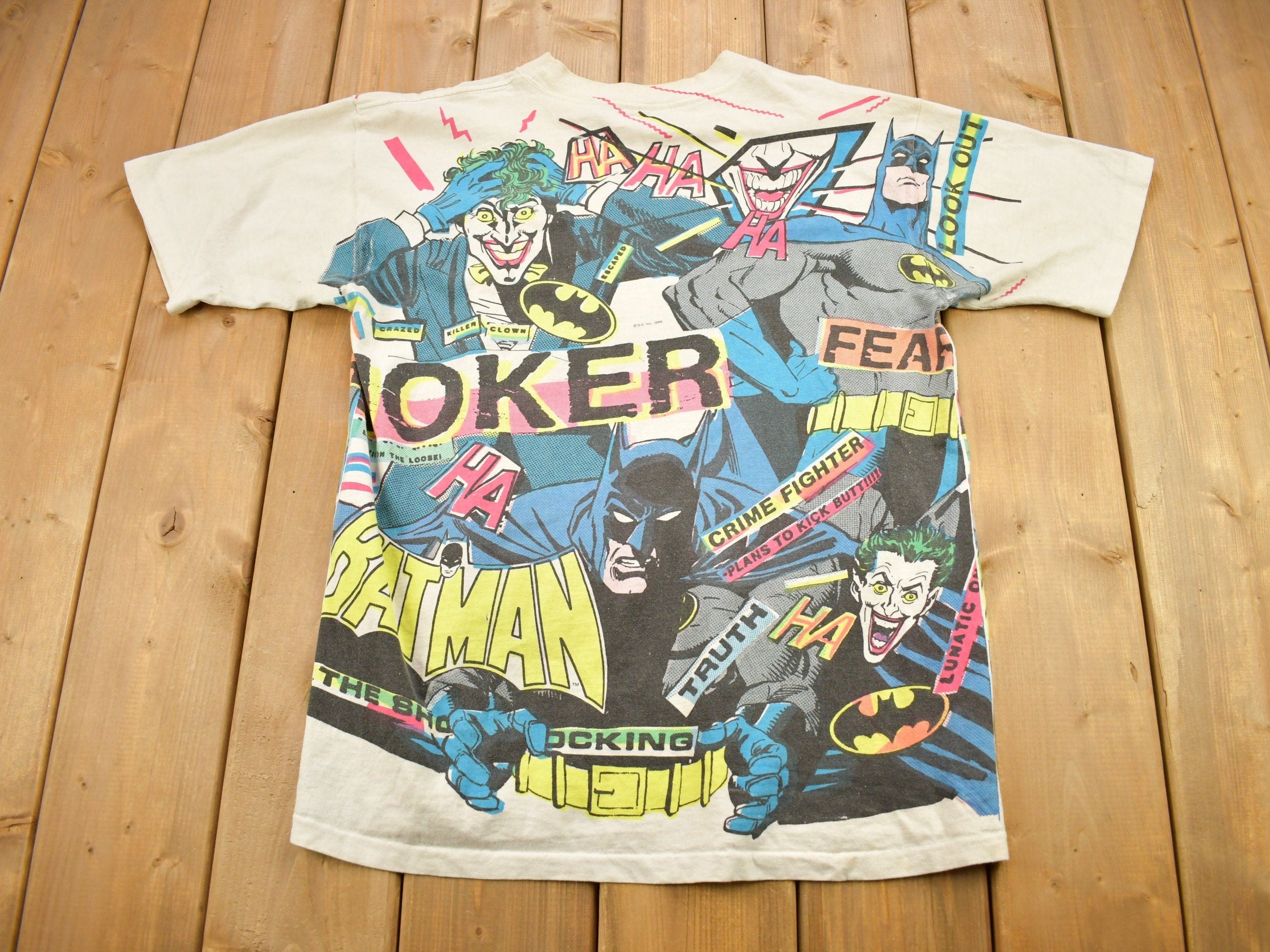 Vintage 1989 Batman & Joker DC Comics All Over Print T-Shirt