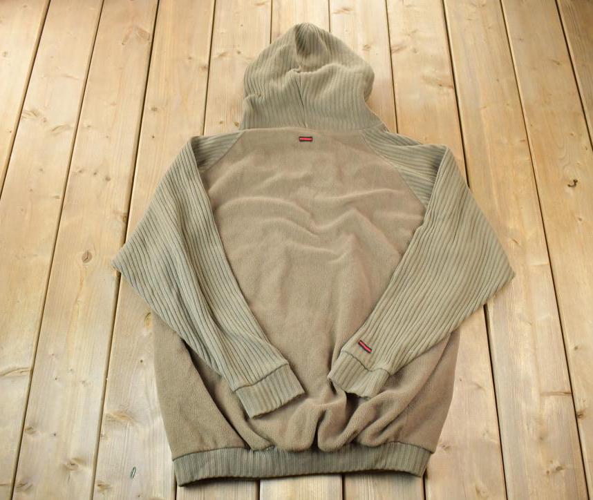 Vintage 1990s FUBU Graphic Embroidered Cable Knit Sleeve Fleece Hoodie