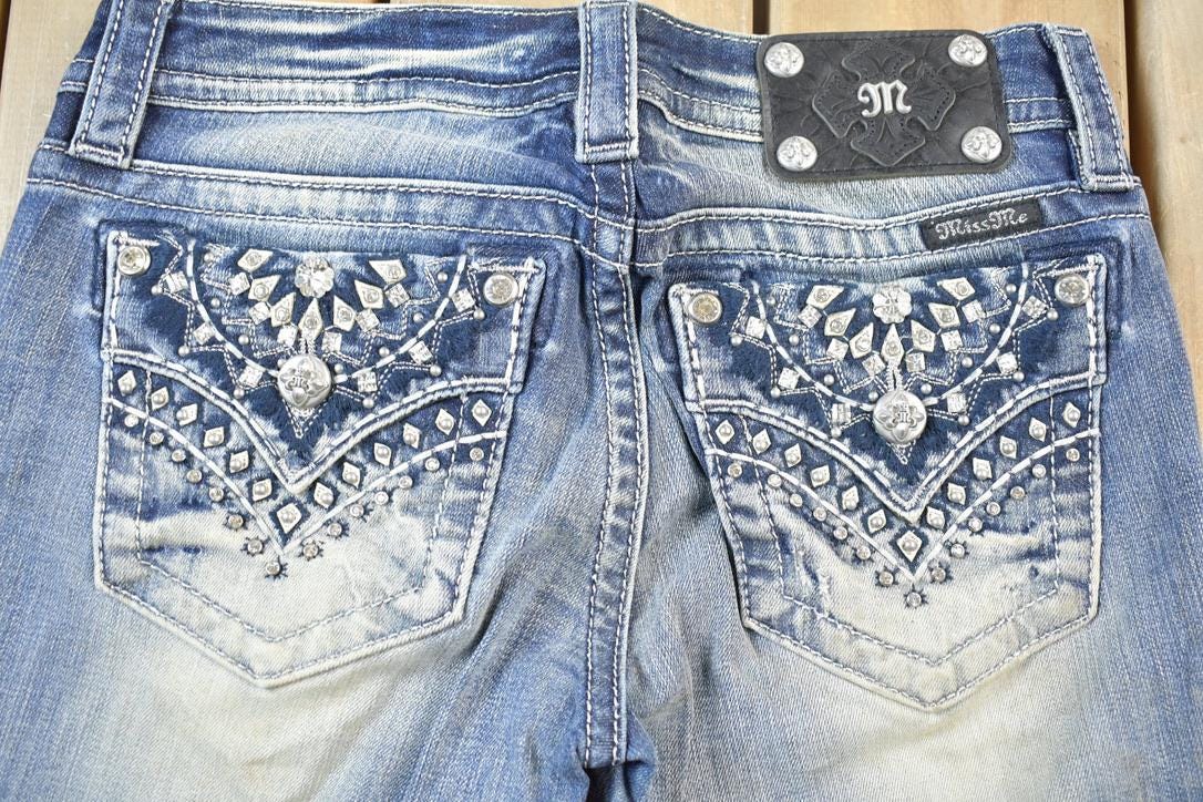 Vintage Y2K Miss Me Bedazzled Low Rise Jeans Size 26x32