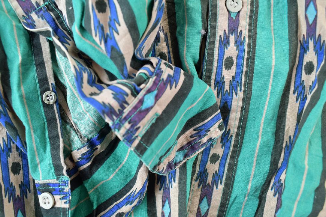 Vintage 1990s Revenge Abstract Button Up Shirt / Vintage Flannel / Plaid Button Up / Cowboy Shirt / Preppy Button Up