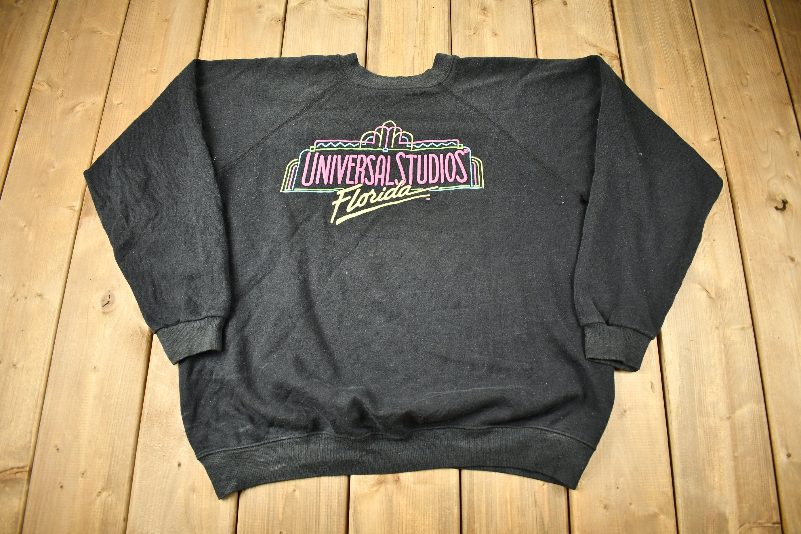 Vintage 1980s Universal Studios Florida Raglan Crewneck Sweatshirt