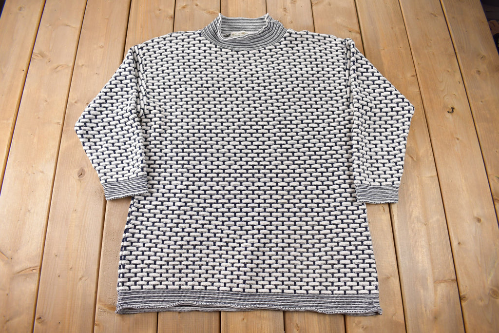 Vintage 1990s Cotton Roads Women's Knit Mockneck Sweater