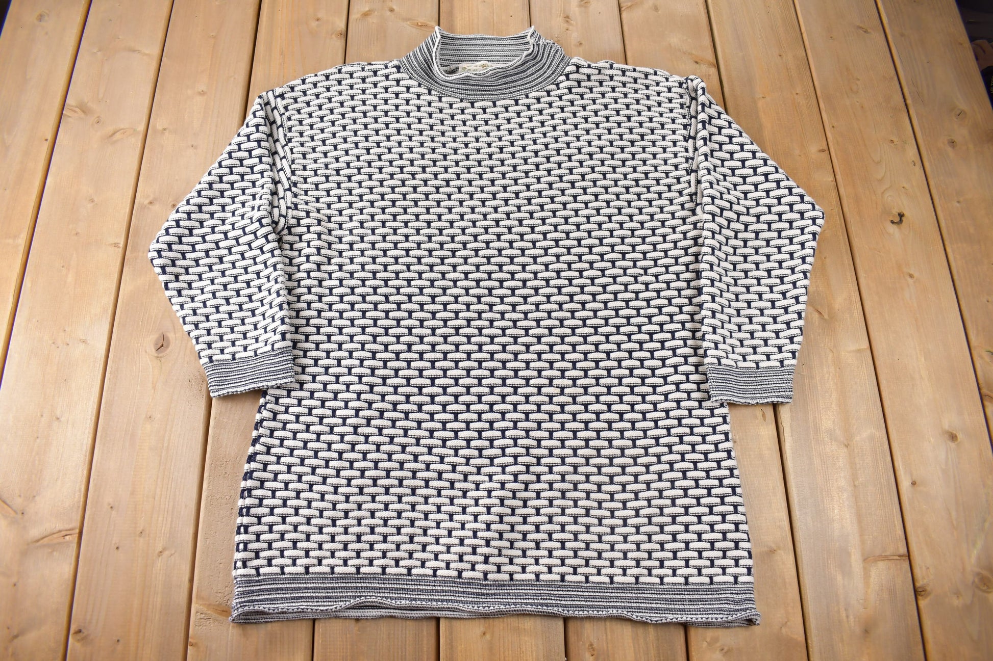 Vintage 1990s Cotton Roads Women's Knit Mockneck Sweater