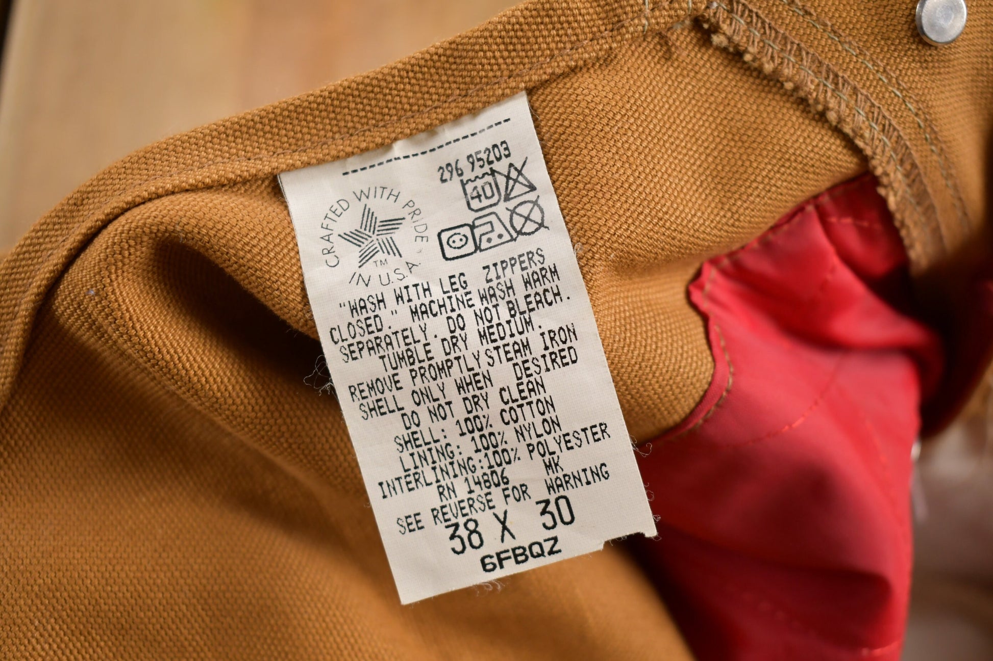 Vintage 1980s Carhartt Double Knee Quilted Canvas Overalls Size 39 x 28