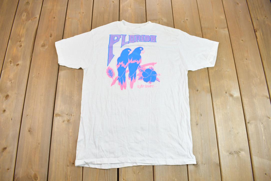Vintage 1980s Florida Is For Lovers Graphic Souvenir T Shirt