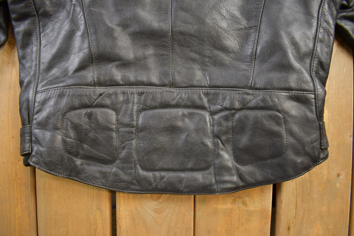 Vintage 1990s MQP Cafe Racer Leather Biker Jacket
