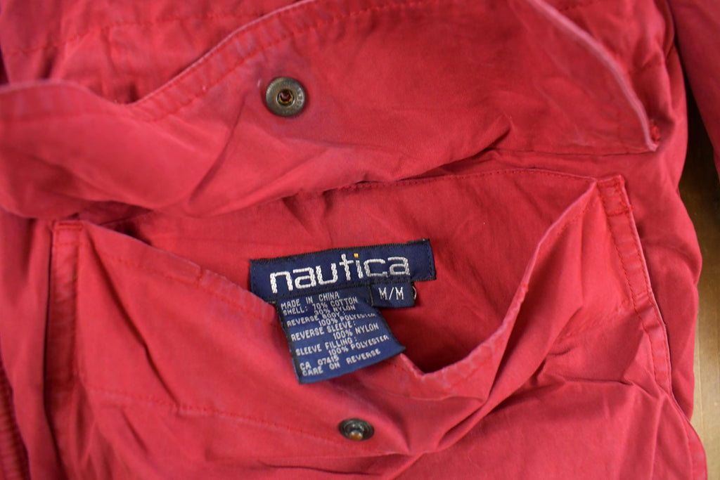 Vintage 1990s Nautica Navigation Reversible Fleece Jacket Men's Medium/ Embroidered Logo / Athletic Winter Sailing / Streetwear