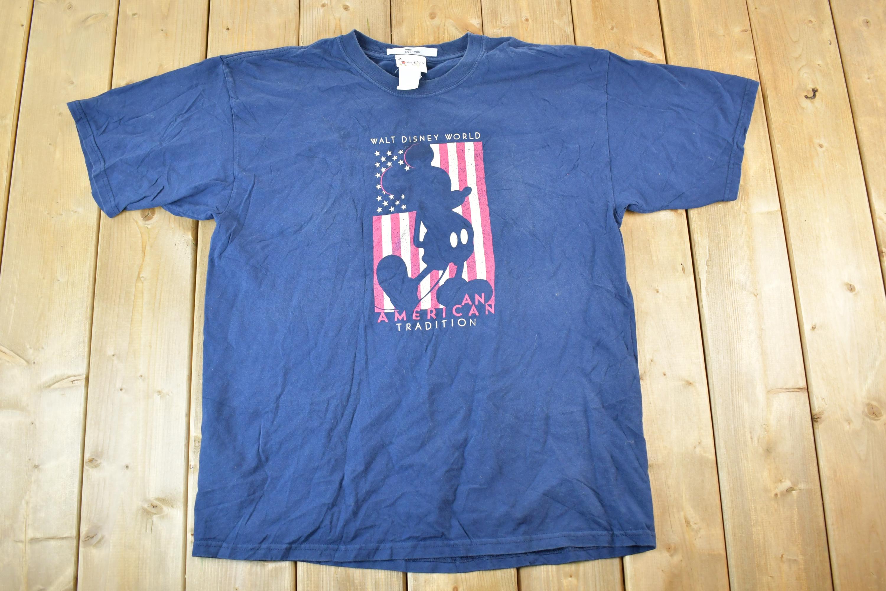 Vintage 1990s Walt Disney World An American Tradition Cartoon Promo T-Shirt Mens L