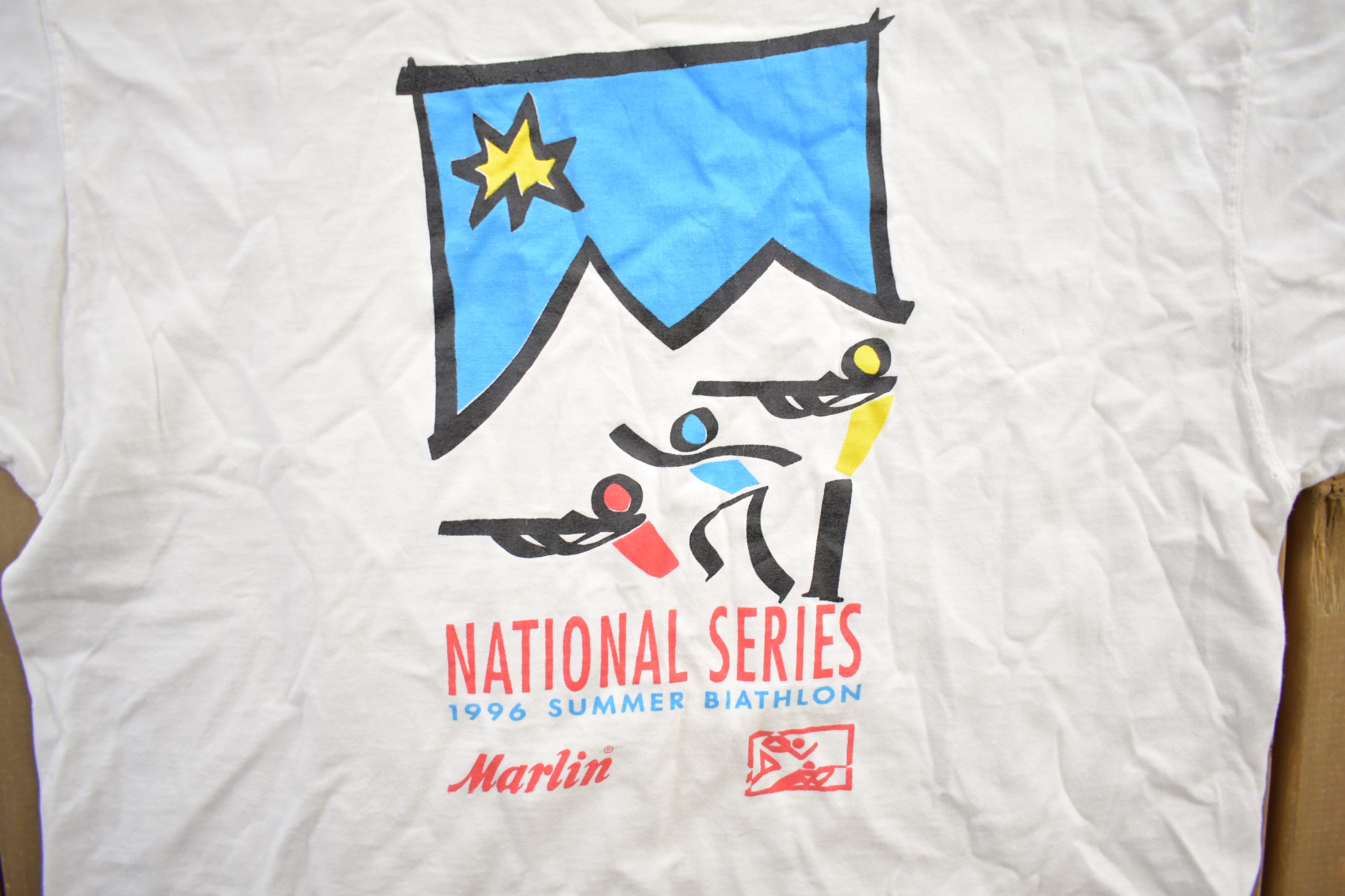 Vintage 1996 National Series Biathalon Souvenir Travel T Shirt Made In USA Size L