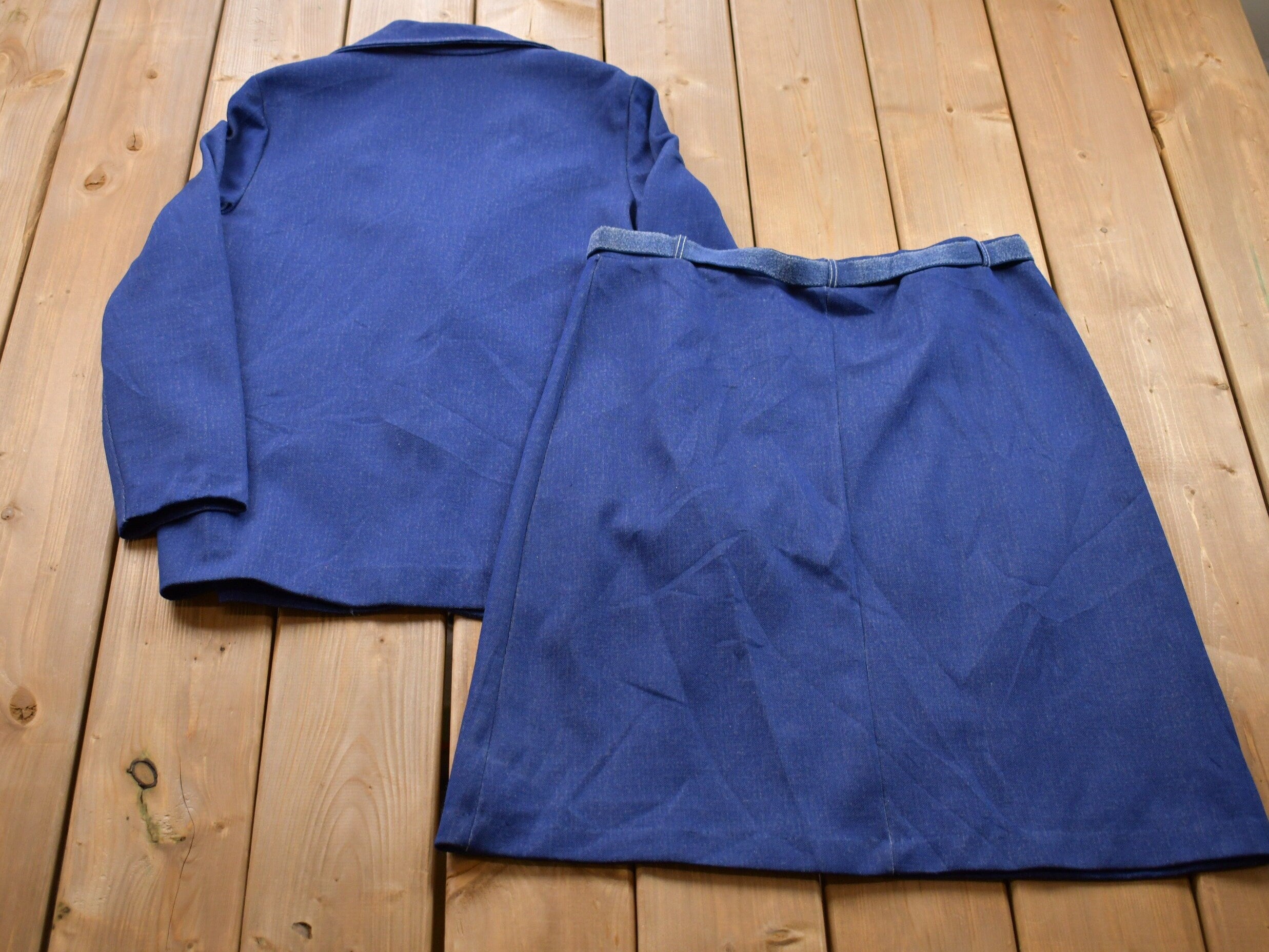 Vintage 1990s Cadisport Blazer Skirt Matching Denim Set