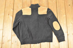 Vintage 1990s Lauren Ralph Lauren Cable Knit Suede Patchwork Full Zip Cardigan Sweater Women's L