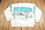 Vintage 1990s Winter Theme All Over Print Crewneck Sweater