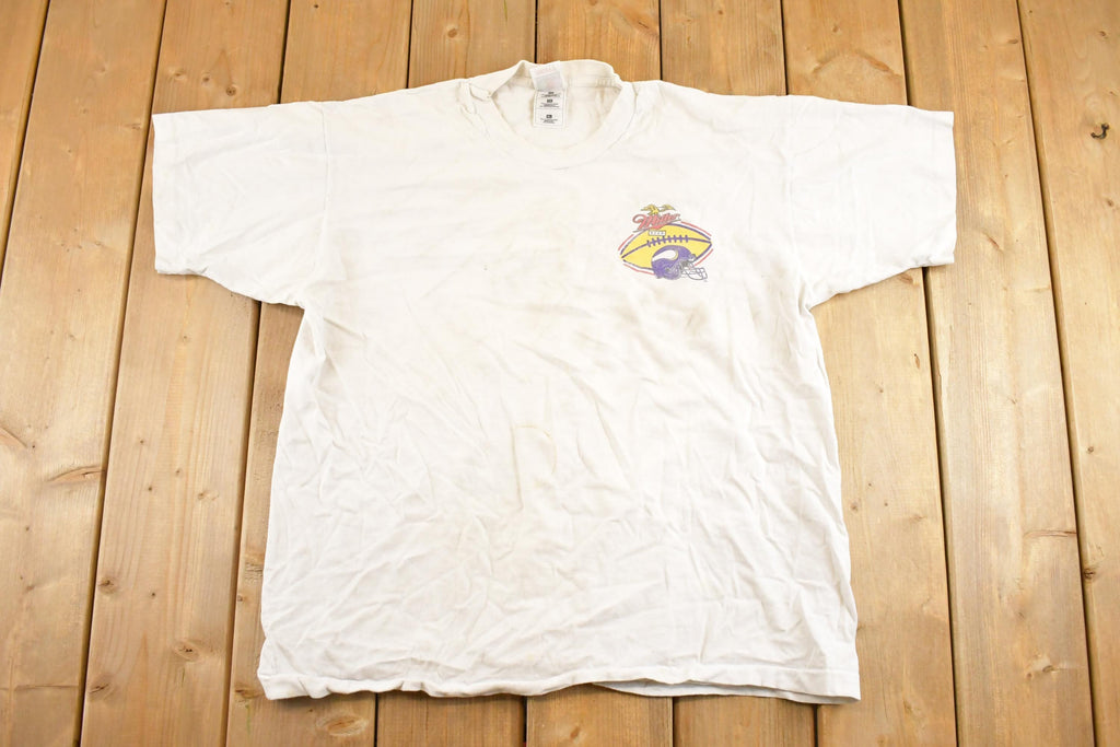 Vintage 1990's Minnesota Vikings Miller Lite NFL T Shirt Men's L / Football Fan Apparel / 1990s Sportswear / Single Stitch Tee