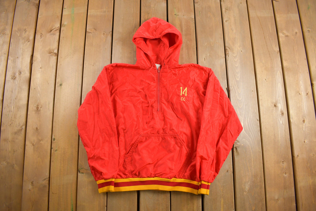 Vintage 1980s Hooded Half Zip Windbreaker Jacket