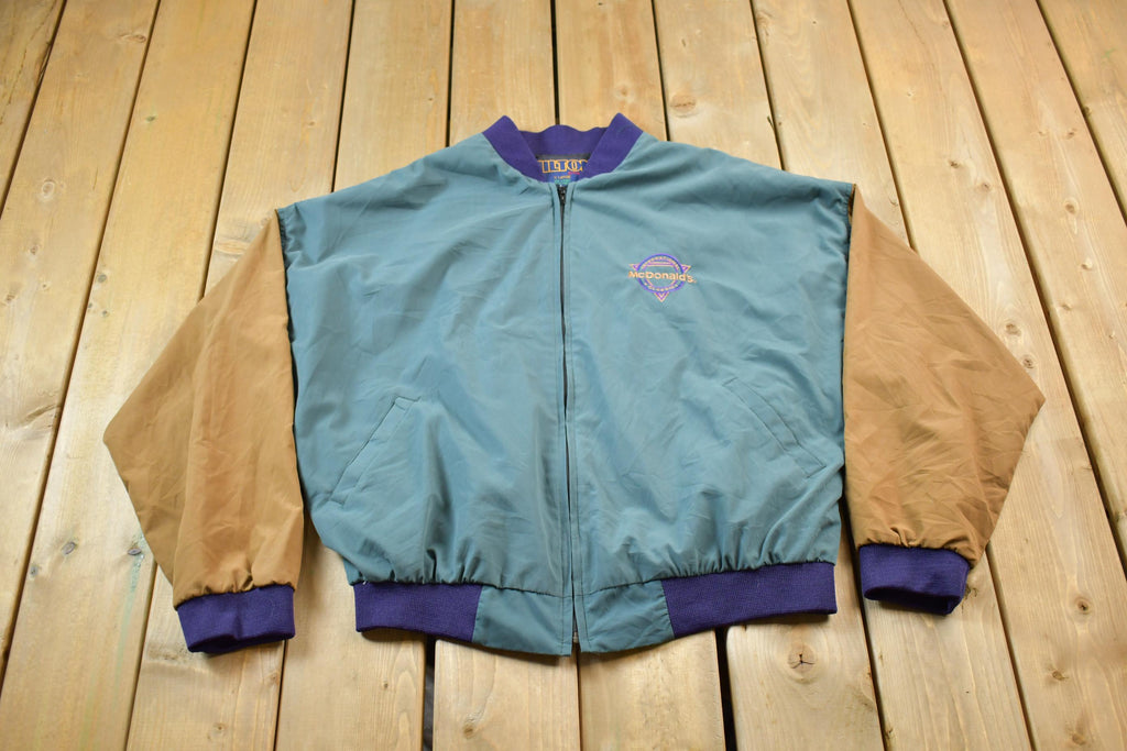Vintage 1980s Mc Donalds Bomber Jacket  Embroidered  80s Varsity  Zip Up  Made In USA  Hilton Jacket  Mcdonalds  80s Mcdonalds  90s