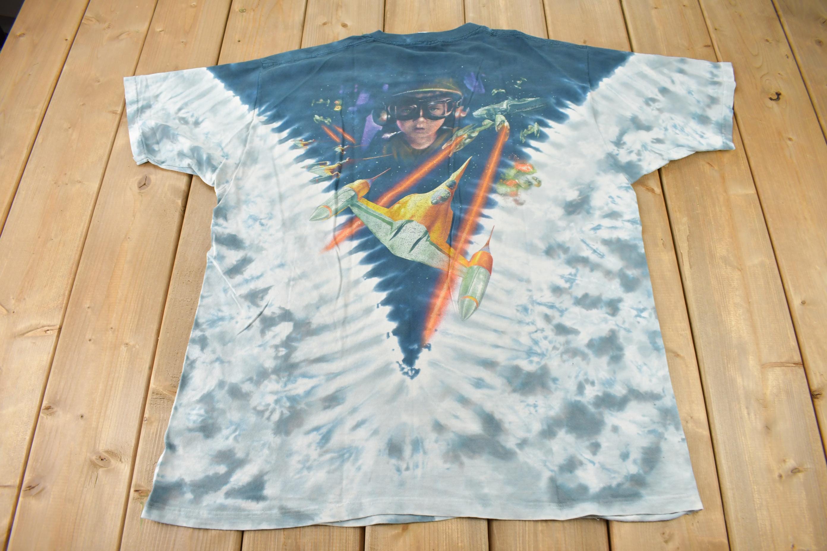 Vintage 1999 Star Wars Episode 1 All Over Print Tie Dye Promo T-Shirt