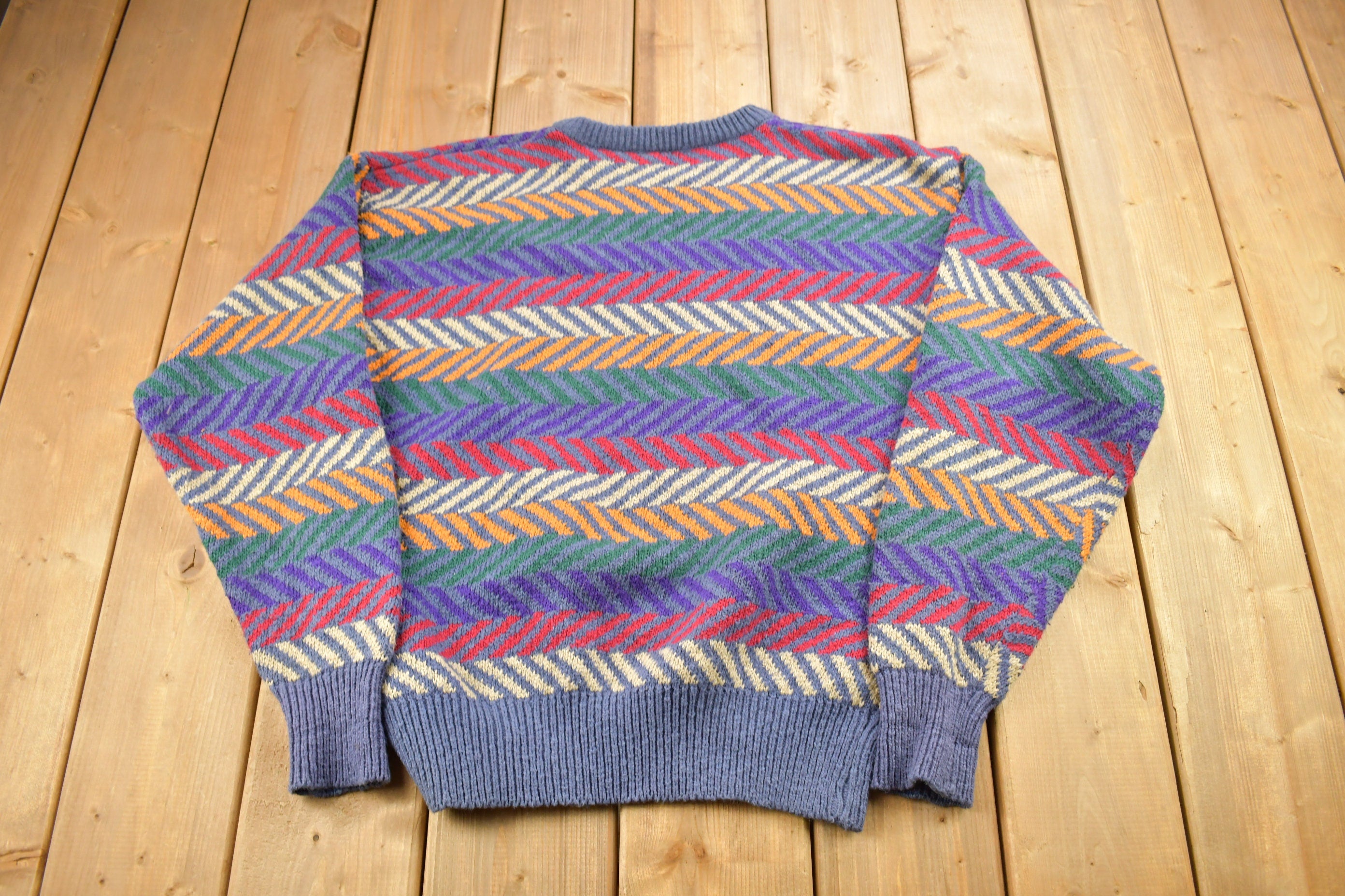 Vintage 1980s Nordstrom Colorful Striped Knitted Crewneck Sweater