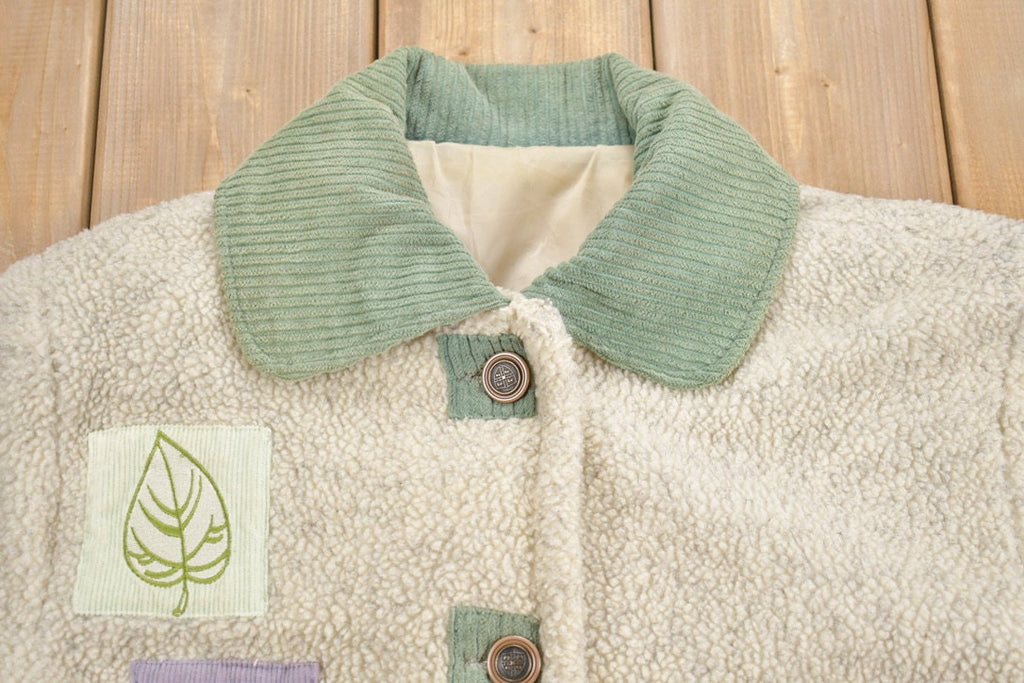 Vintage 1990s Fall Theme Button Up Fleece Sweater