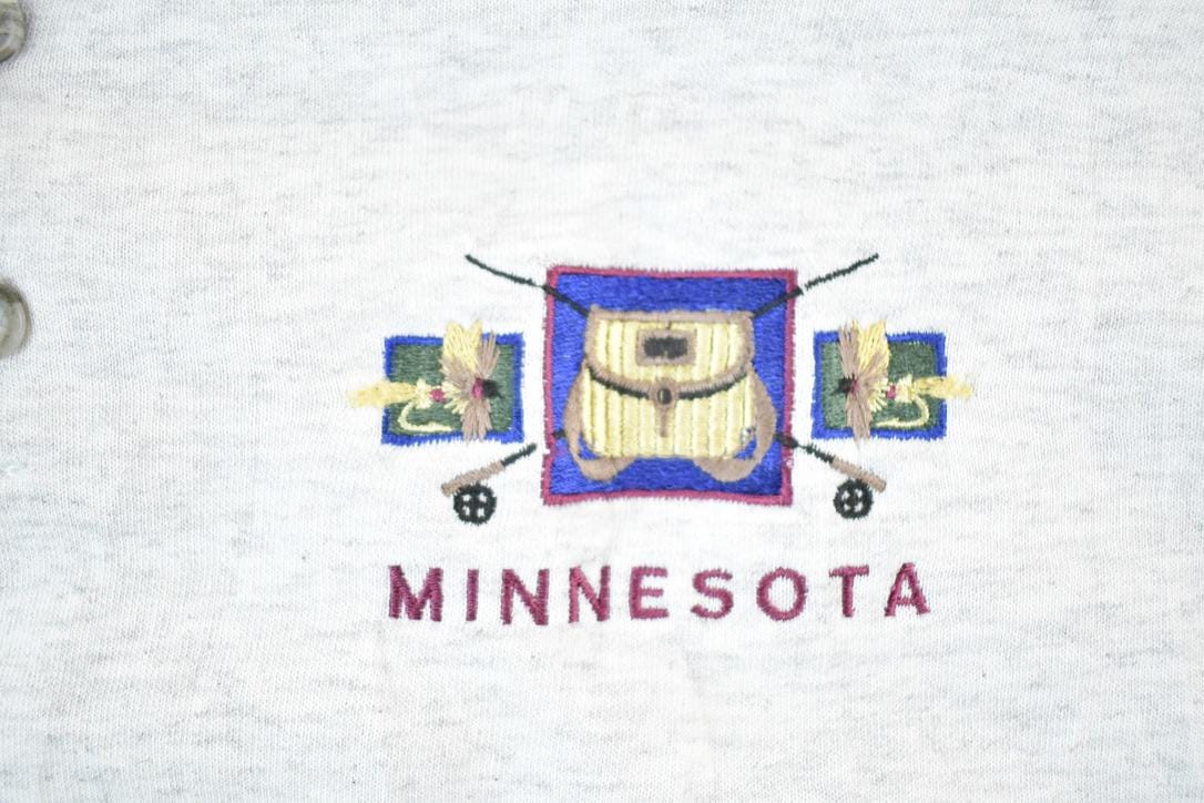 Vintage 1990s Minnesota Quarter Button Crewneck Sweatshirt Mens XL