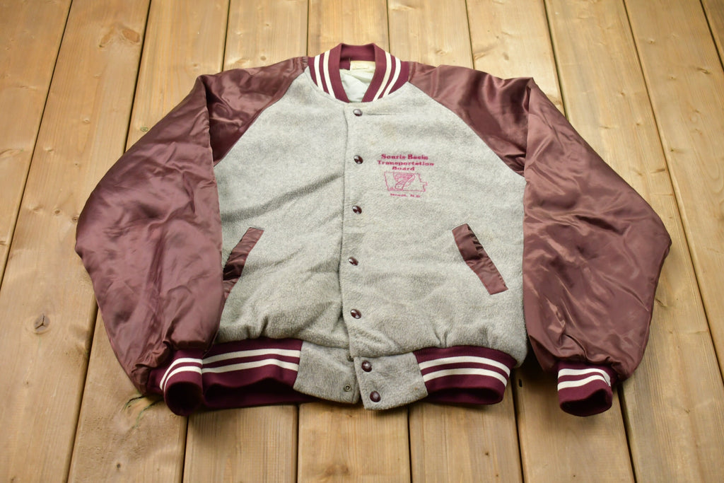 Vintage 1980s Hartwell Transportation Board Satin Bomber Jacket