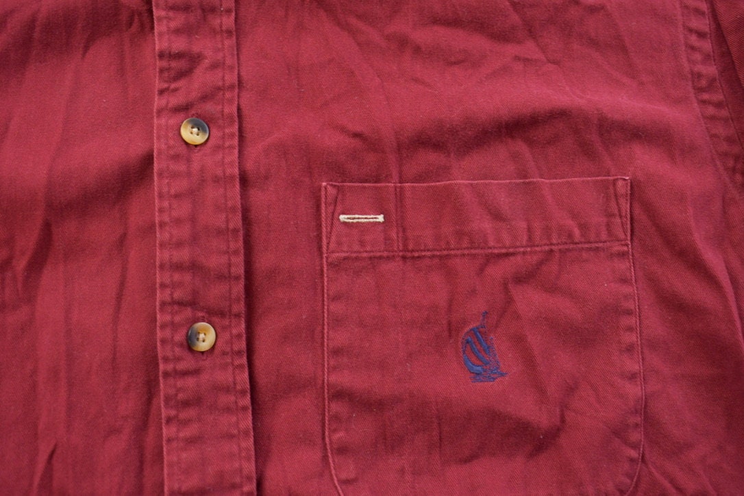 Vintage 1990s Blank Nautica Denim Collar Button Up Shirt