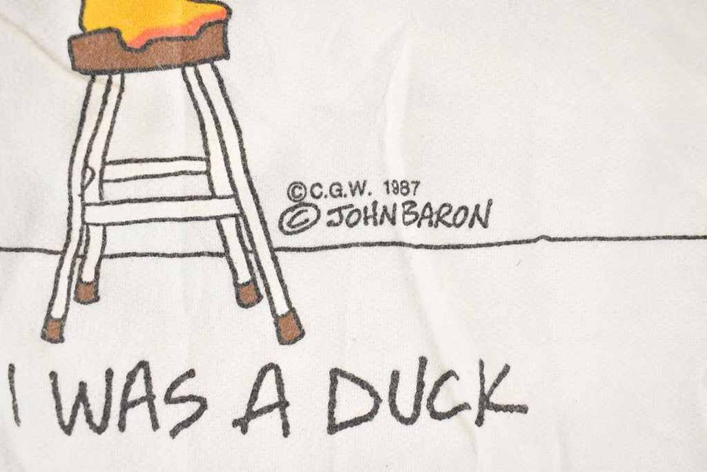 Vintage 1987 John Baron Irish I Was A Duck Cartoon Comedy Crewneck Sweatshirt Men's L