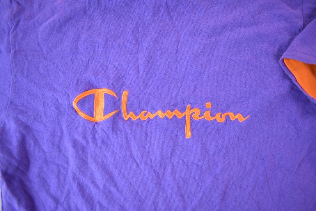 Vintage 1990s Champion Double Layer Embroidered Logo T-Shirt