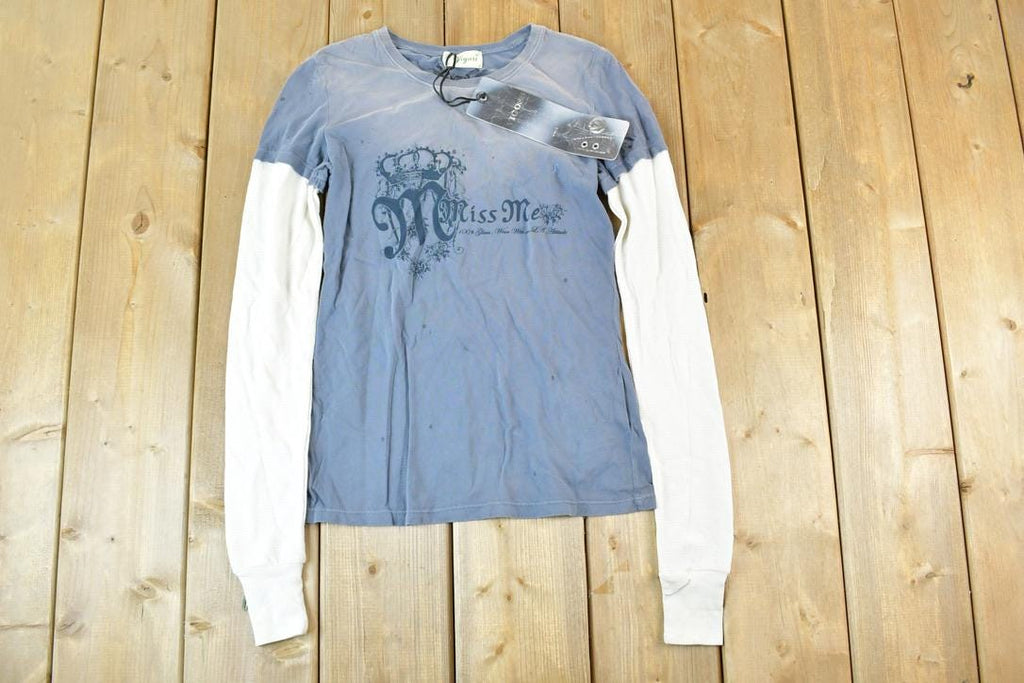 Women Vintage Deadstock Vigoss Y2K Argyle Lion Double Sleeve T-Shirt