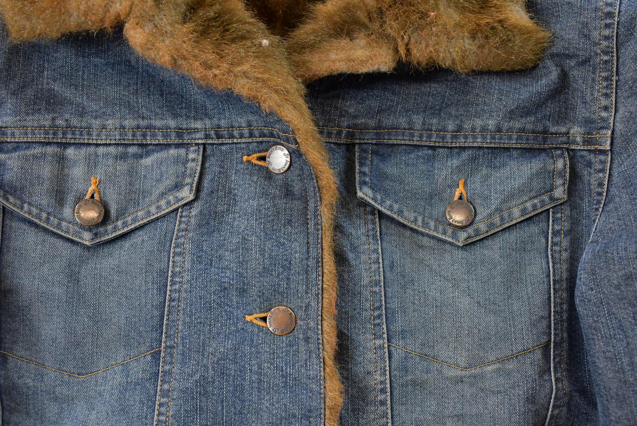 Vintage Y2K St. John's Bay Faux Fur Denim Jean Trucker Jacket Women's M / 2000s Fall Outerwear / Fall Jacket / Fur Lined