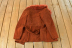 Vintage 1970s Suede Leather Faux Fur Penny Lane Style Coat Women's Small