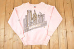 Vintage 1990s New York Skyline Golden Sparkle Crewneck Sweatshirt Women's L