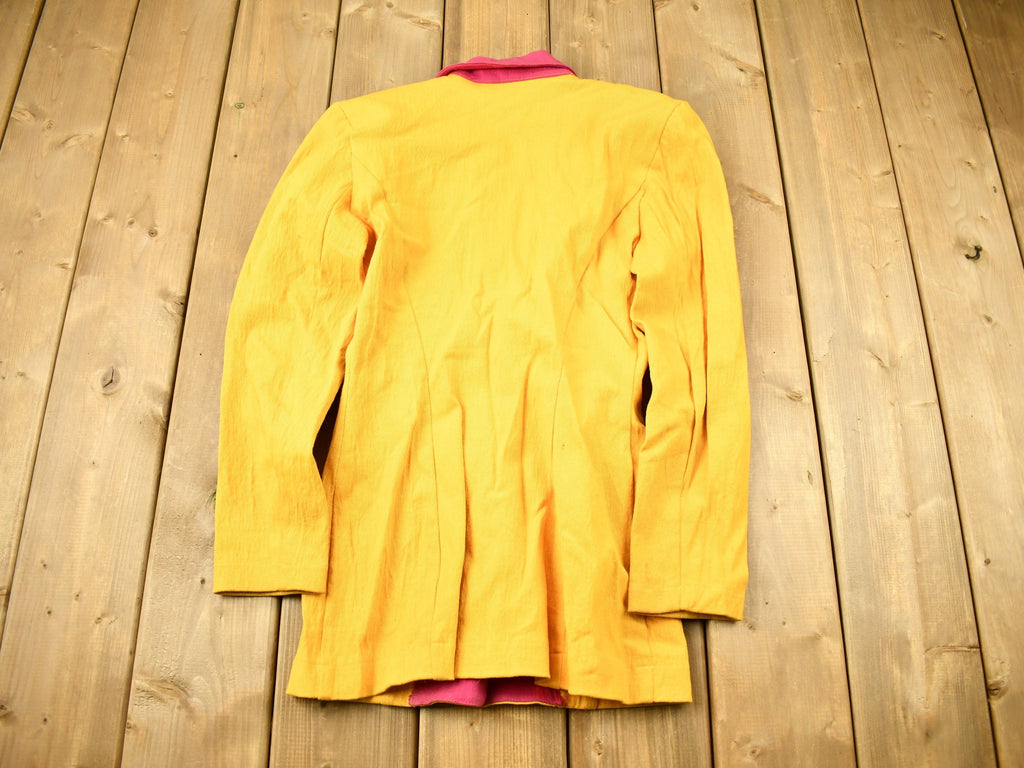 Vintage 1990s Women's Yellow Button Up Blazer