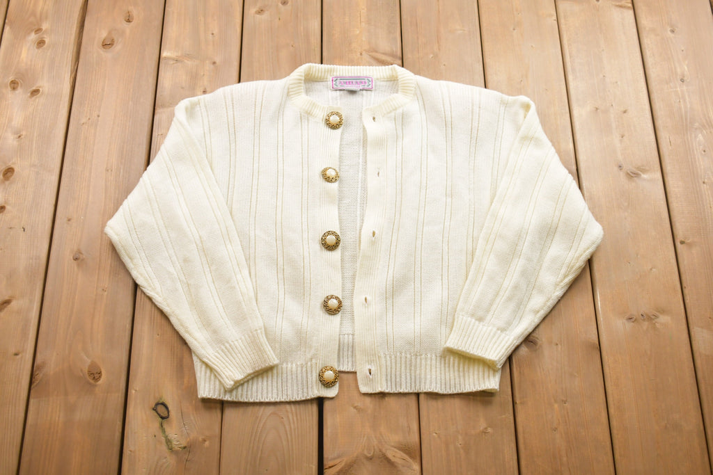 Vintage Knitted Cardigan Sweater with Beautiful Buttons