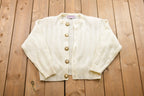 Vintage Knitted Cardigan Sweater with Beautiful Buttons
