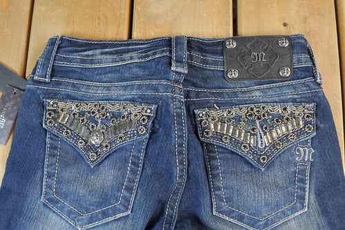 Vintage Deadstock Y2K Miss Me Bedazzled Low Rise Jeans Size 26x31 / Boot Cut Jeans / Y2K Style / Embroidered Jeans / 2000s