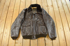 Vintage 1980s Cooper Shearling Fur Lined Leather Bomber Flight Jacket Men's XL