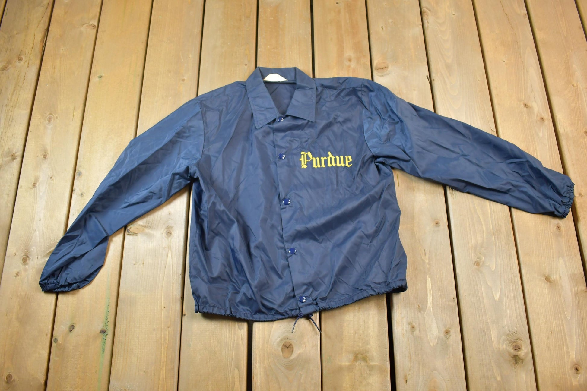 Vintage 1970s Champion Perdue Snap Button Satin Youth Size Jacket Made In USA