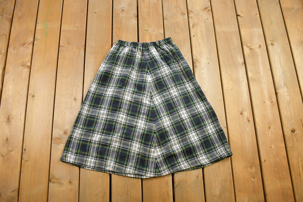 Vintage 1980s Plaid Long Skirt Size 25x27