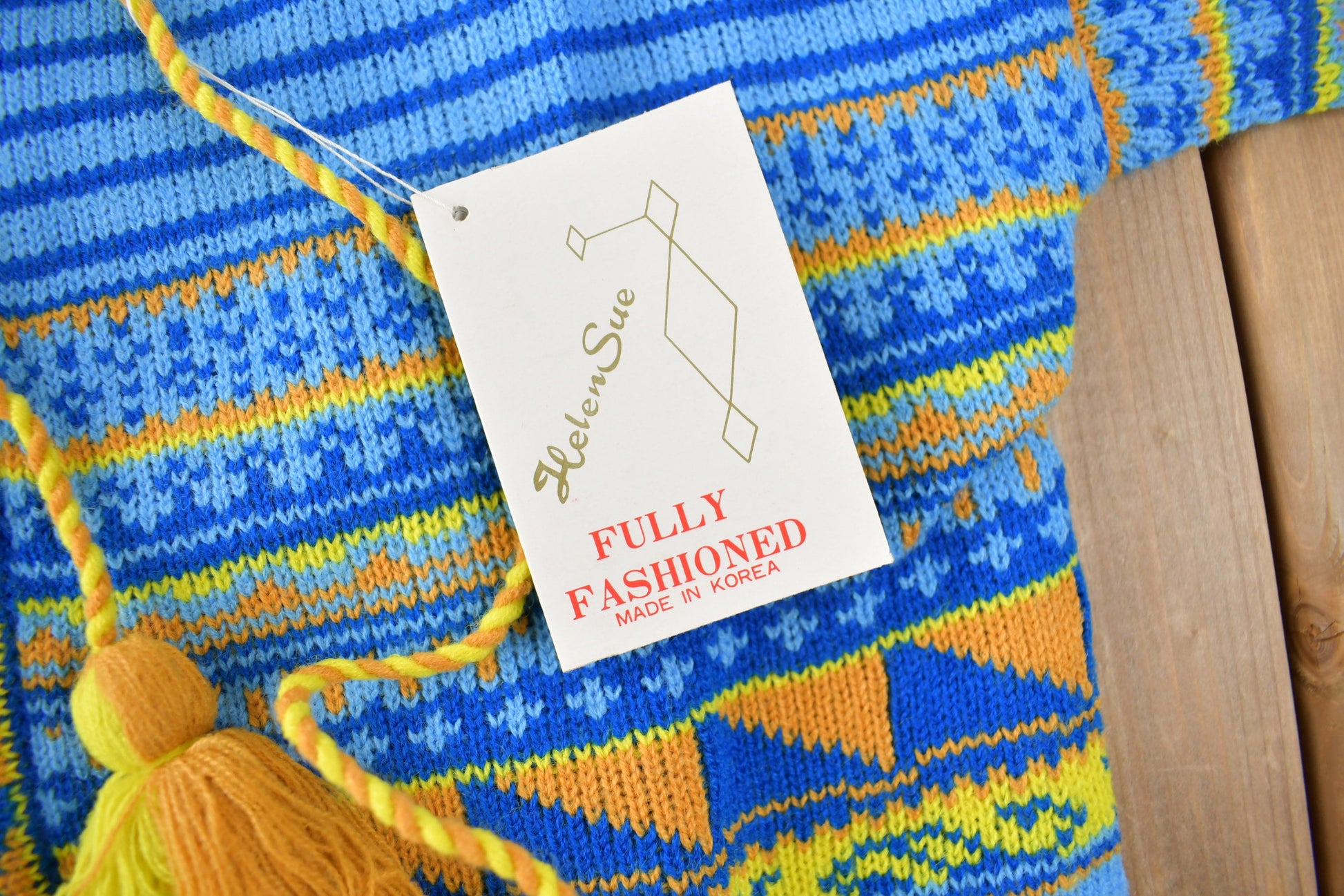 True Vintage 1960s Deadstock Helen Sue Psychedelic Knit Acrylic Sweater