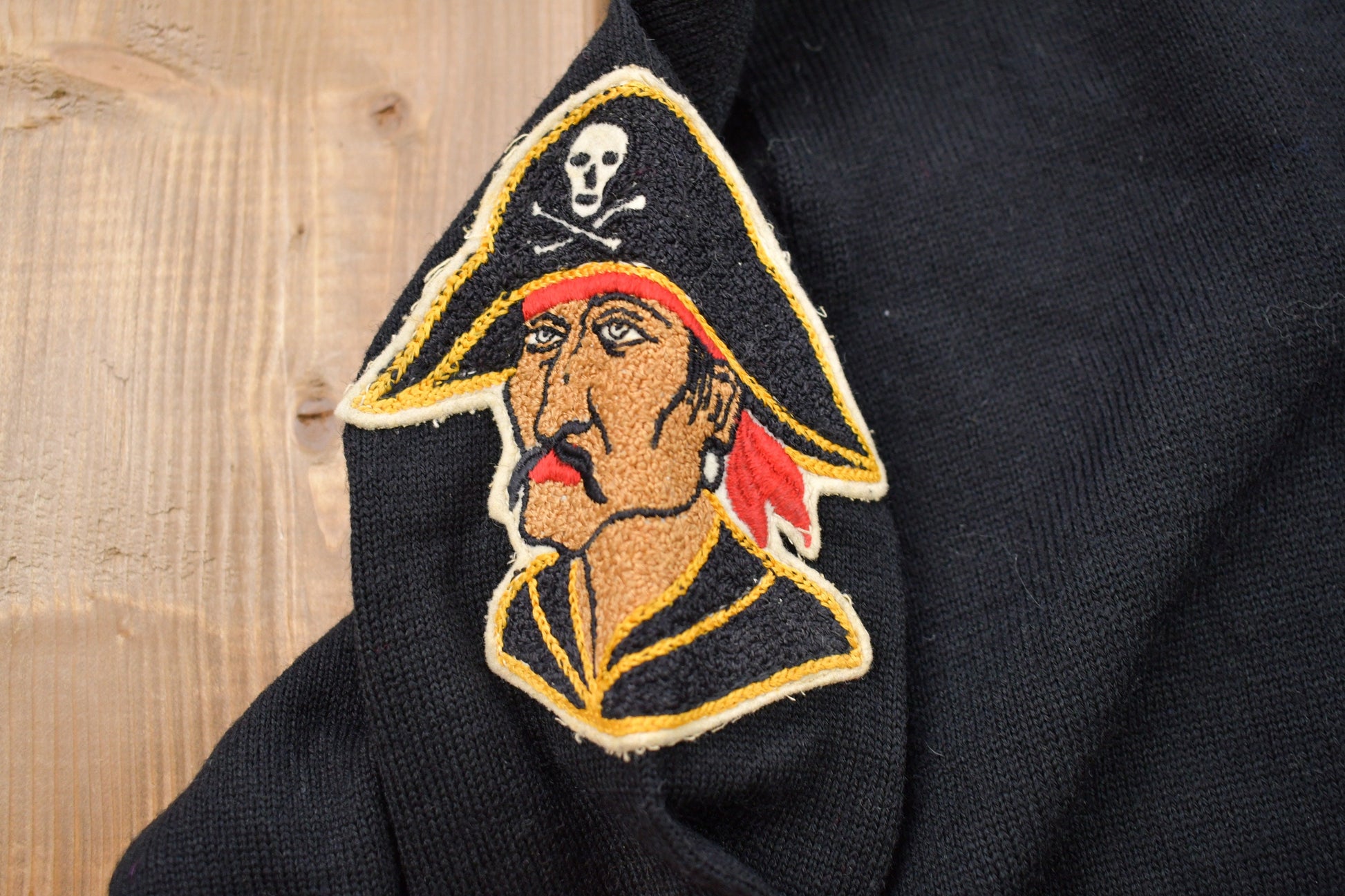 Vintage 1957 School Sweater Pirate Graphic Knitted V-neck Sweater