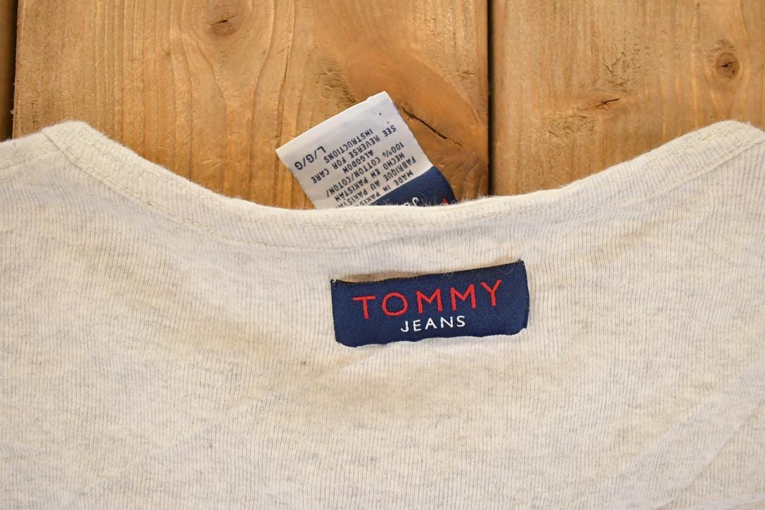 Vintage 1990s Tommy Jeans Loop Embroidered Text Logo Crewneck Sweatshirt Men's M
