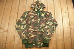 Vintage 1980s Woodland Camouflage Thermal Hoodie