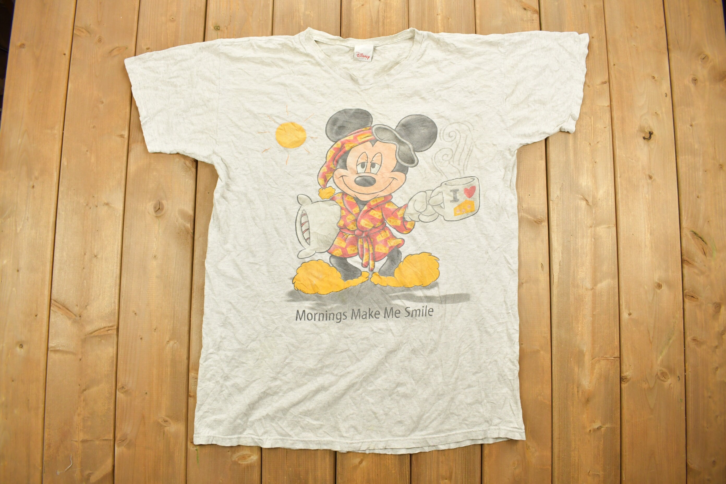 Vintage 1990s "Mornings Make Me Smile" Disney Cartoon Promo T-Shirt