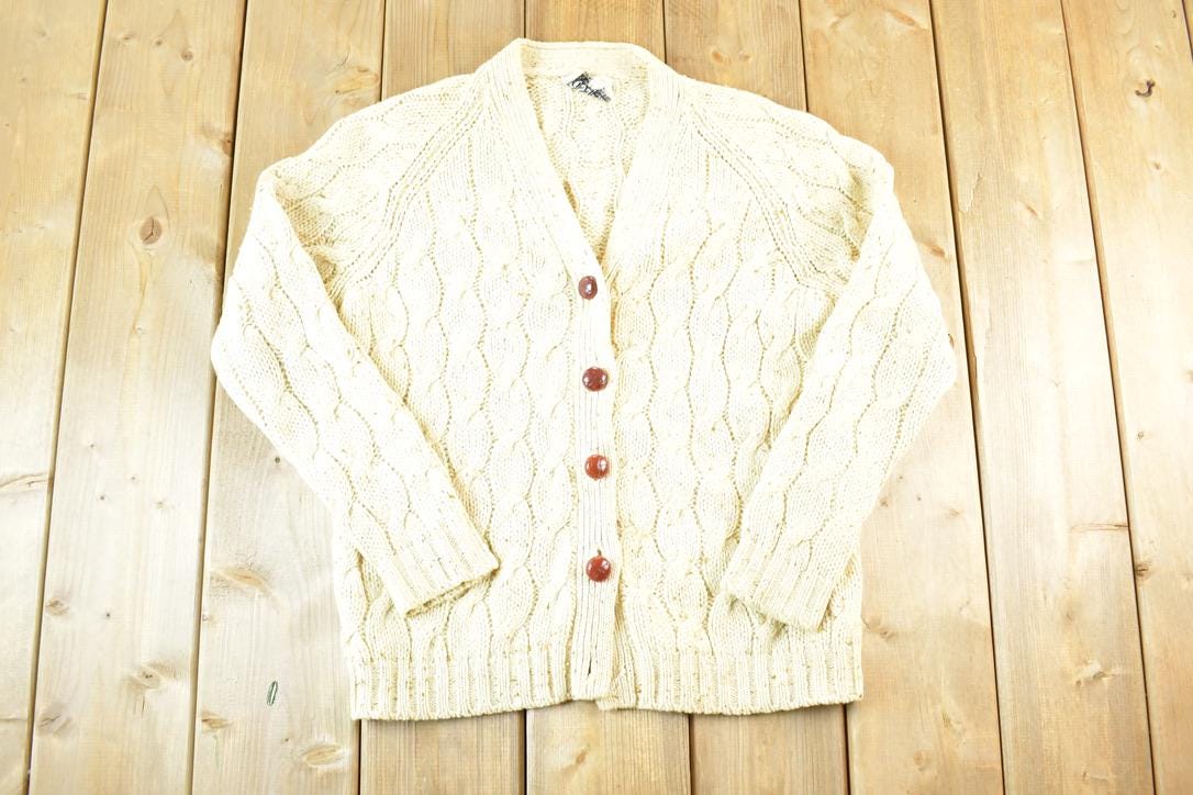 Vintage 1970s Roseanna 100% Virgin Wool Cable Knit Sweater Mens Womens S